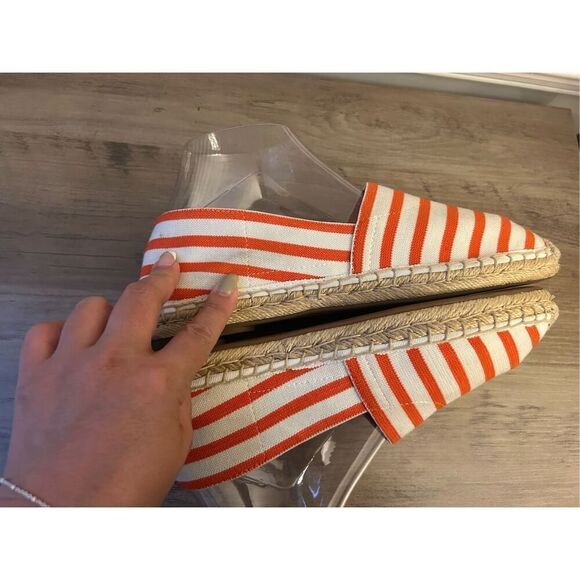 Vionic Valeri Espadrille Flat Shoes Women's 9 Orange White Textile Slip On EUC B - Picture 5 of 8